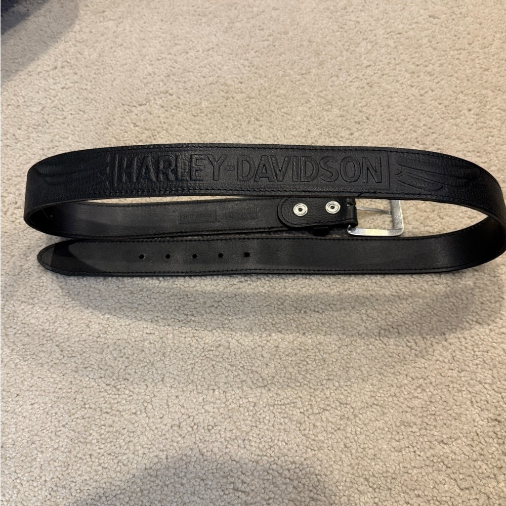 Harley-Davidson Black Leather Belt Money Zipper